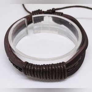 Men's Bracelet Leather Layered Braided Brown NEW f26